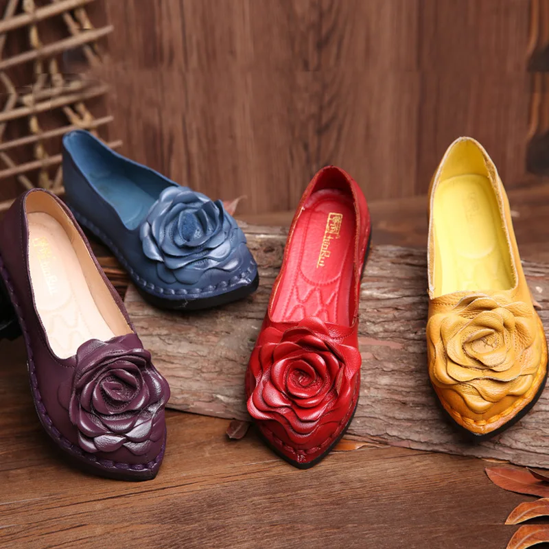 Careaymade-New Style Vintage Handmade Women's Shoes National Style Genuine Leather big size Comfortable Soft Bottom Shoes