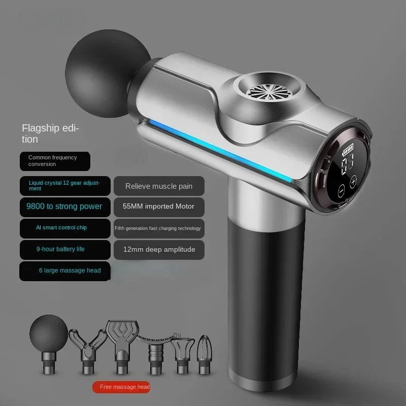 

20-Speed Electric Massage Gun 6-Head Aluminum Alloy Lightweight Deep Muscle Massager Home Gym Powerful Motor