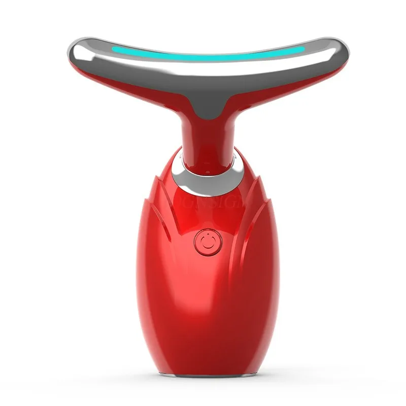 Micro current neck beauty instrument for removing facial wrinkles, red and blue light beauty instrument, photon rejuvenation