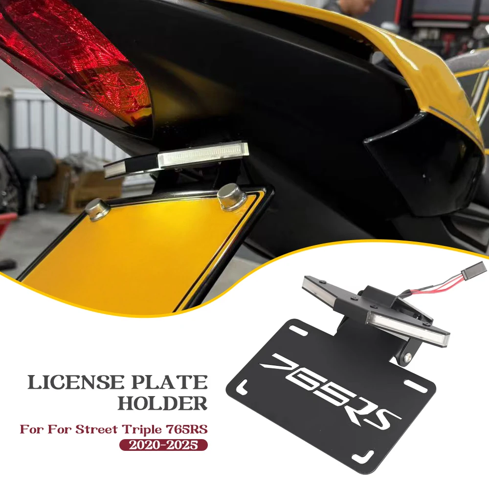 

New License Plate Holder For Street Triple 765 RS 765RS 2020-2025 Motorcycle Tail Tidy Fender Eliminator With LED Light