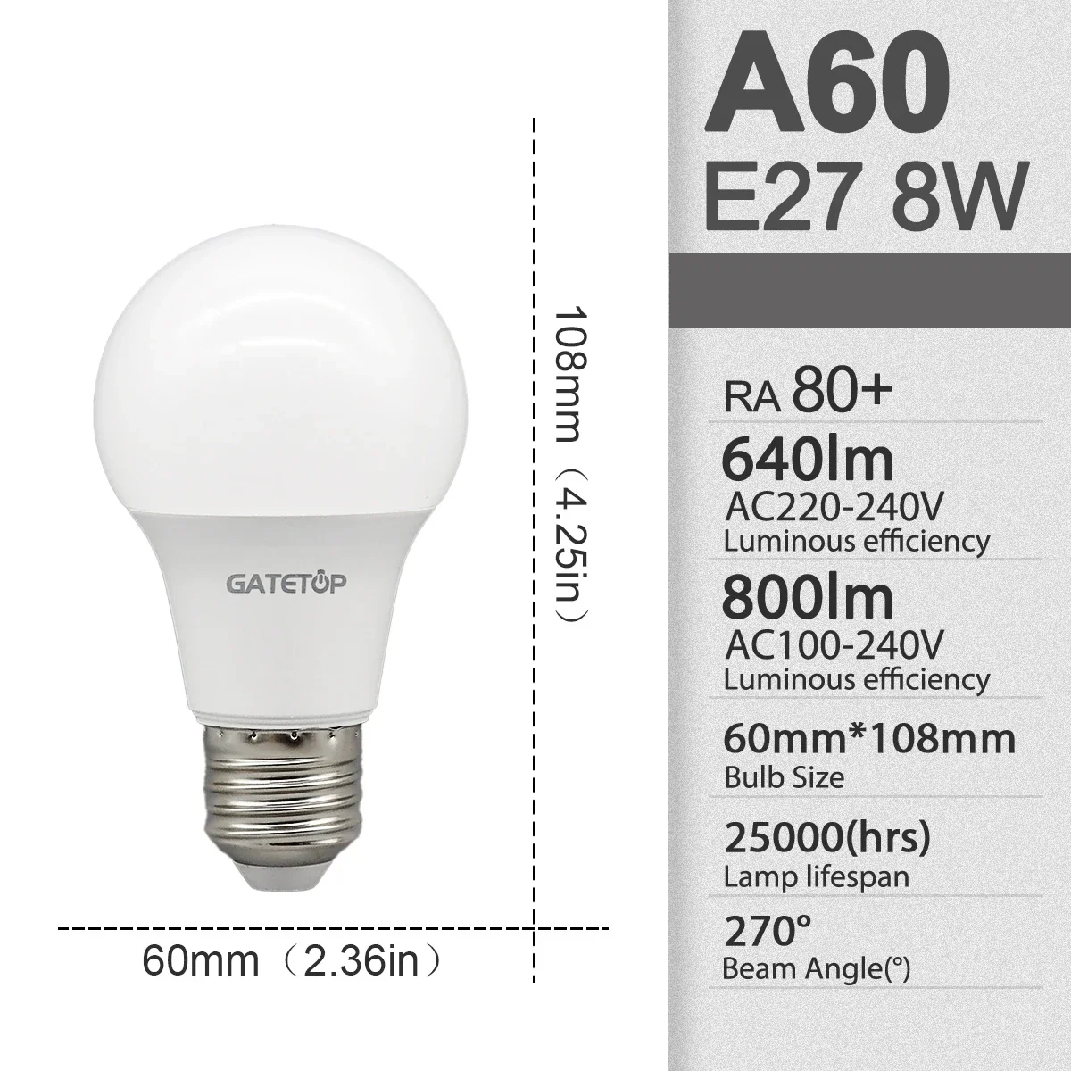 8 Stück E27 LED-Glühbirnen, AC 110 V, 220 V, 230 V, mit 3 W, 10 W, 20 W, 24 W, warmweiß, für Schlafzimmer- und Balkonbeleuchtung