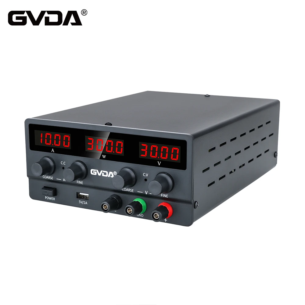 GVDA Adjustable DC Power Supply 30V 10A Lab Power Supply 300W Voltage Regulator Stabilizer 60V 5A Switching Bench Power Source