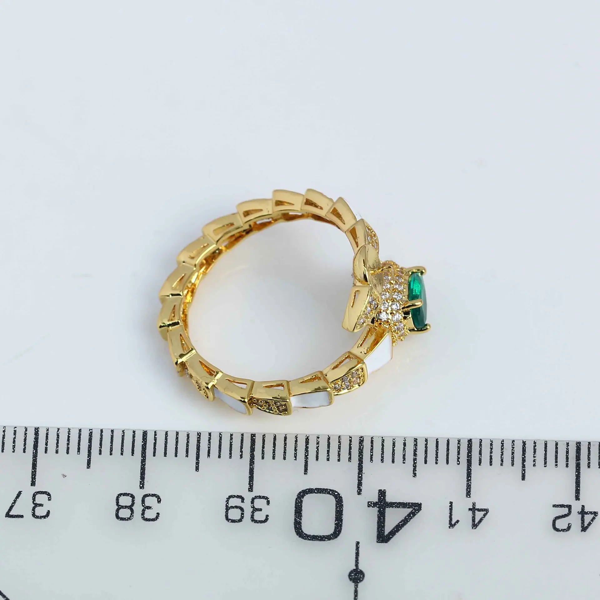 

JZ017 Copper Gold Plated Zirconium Snake Adjustable Pearl Ring Blank Empty Setting DIY Jewelry Findings