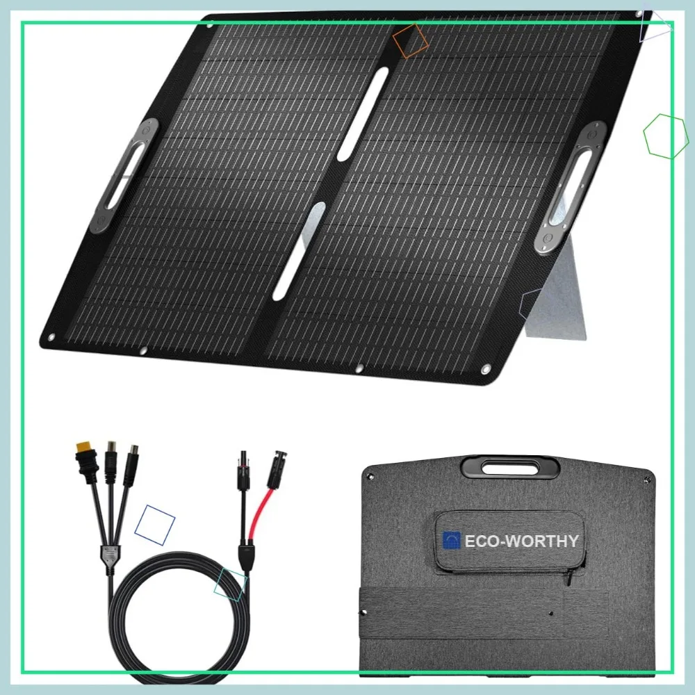 لوحة شمسية محمولة قابلة للطي بقدرة 100 وات، ETFE عالي الكفاءة 23%، مسند قابل للتعديل للتخييم والمشي لمسافات طويلة RV خارج الشبكة #1