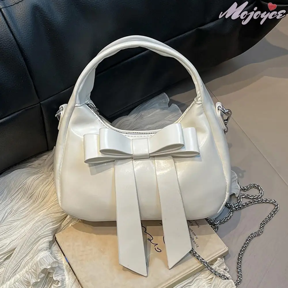 

Vintage PU Leather Women's Shoulder Bag Solid Color Casual Satchel Bag Large Bowknot Handbag High Quality Crossbody Bag Hobo Bag