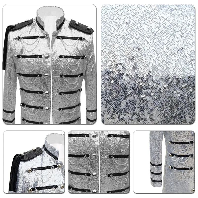 Palace attire performance attire, male host ceremonial, stage dress, nightclub bar chain military uniform (jacket)