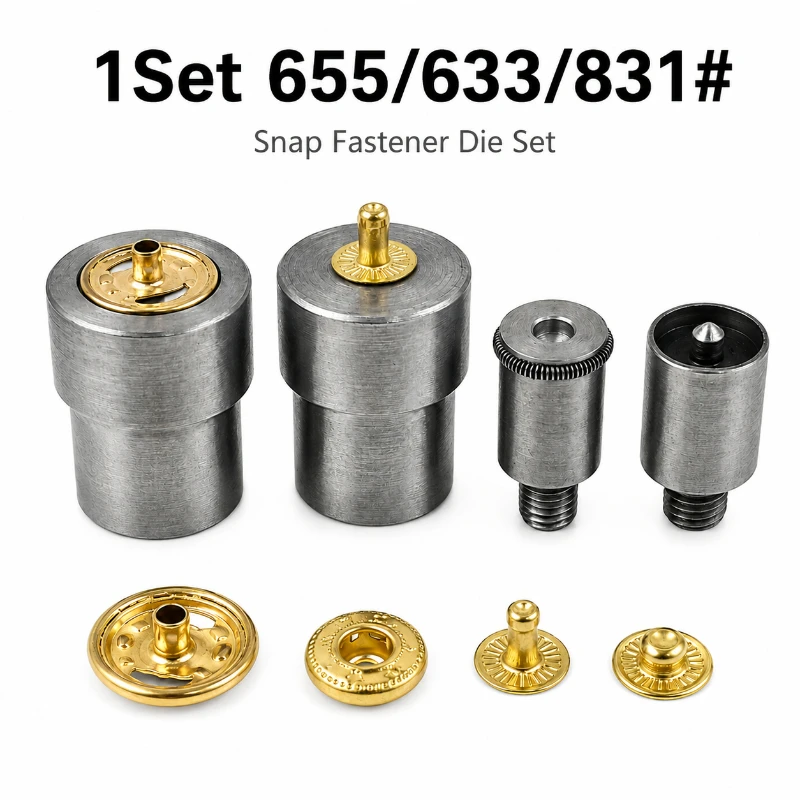 10/12.5/15mm Metal Snap Button Die Mold Set Thread Press Tool 655 633 831 Fastener Dies Leather Clothes Bags Repair DIY Tools