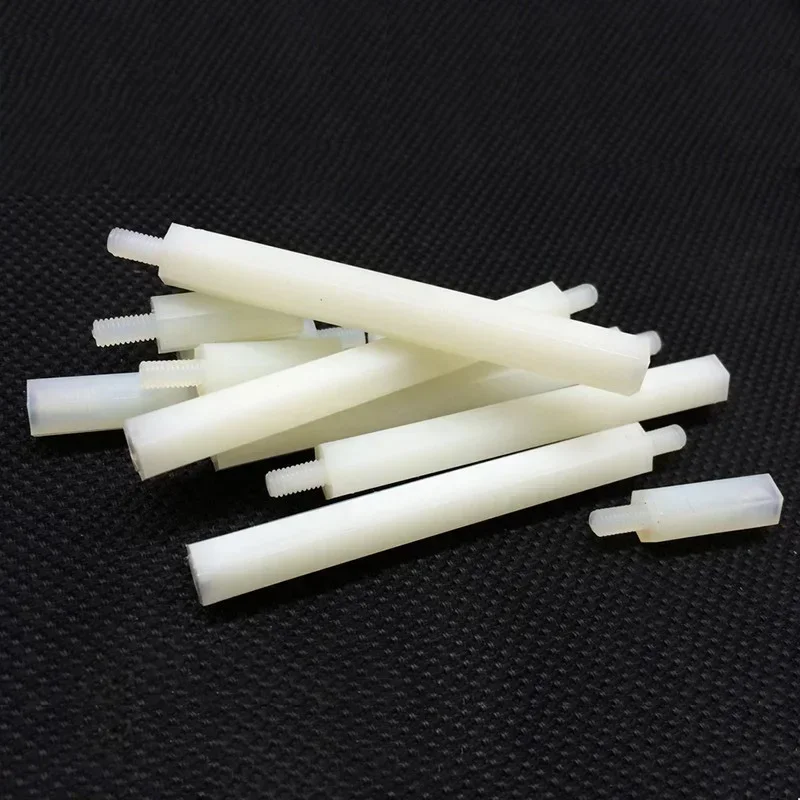

SMZjPQqV 20pcs M4 Nylon column external hex Single head isolation column white spacers standoff amplifier board nuts 8mm-18mm l