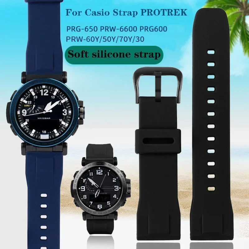 For Casio PRW-6600 PRG-600/600Y PRG-650/650Y Watchband PRW-6600 GA2000 Strap men's Sport Rubbe silicone Waterproof Bracelet 24mm