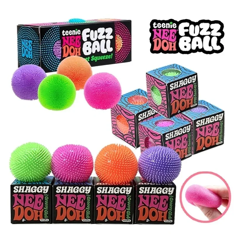 Needoh Mini Fuzz Ball Shaggy Maltose Squishy Fidget Toy Hand Exercise Stress Anxiety Relief for ADHD Decompression Relaxation