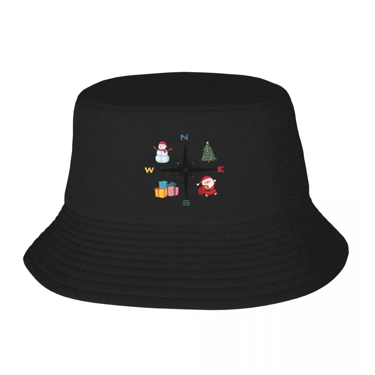New Funny Christmas Symbol Compass - Merry Christmas White T-shirt Bucket Hat Caps Party Hats Fishing Hat Mens Caps Women's