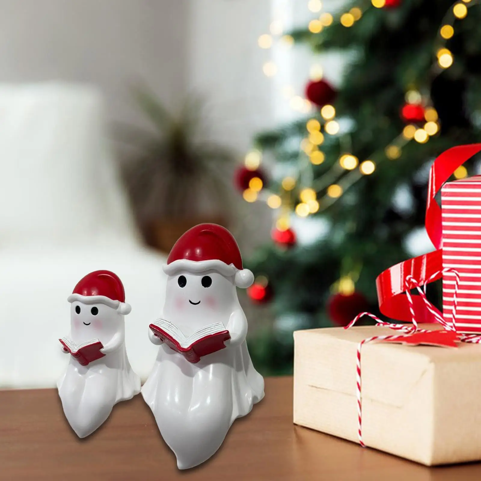 

2-х шт., лампы для чтения книг призраков, декор на Хэллоуин, ночные огни в шляпе Санта-Клауса, статуи призраков для мантии, дома, кухни, фермерского дома