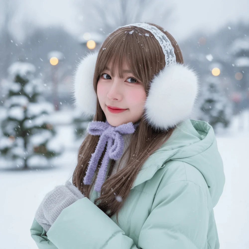 Protetores de orelha macios de renda de pelúcia JK Headwear Engrossar Protetores de orelha de inverno à prova de vento Máscara de orelha feminina