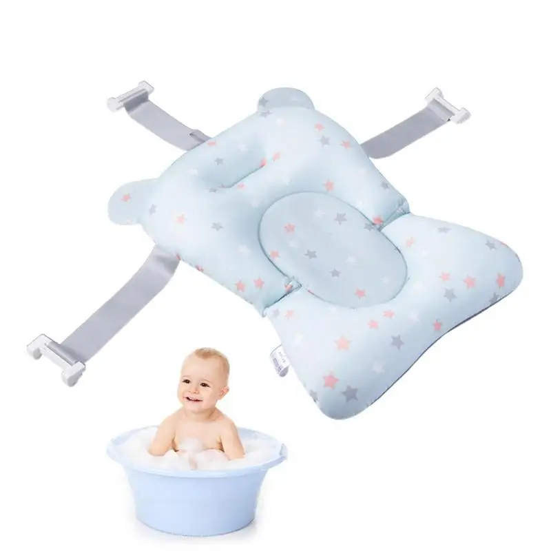 

Baby Bathtub Cushion Pad Anti-slip Cushioned Bath Tub Mat Pillow Baby Bath Accessories Bathtub Essentials With Buckles And 3