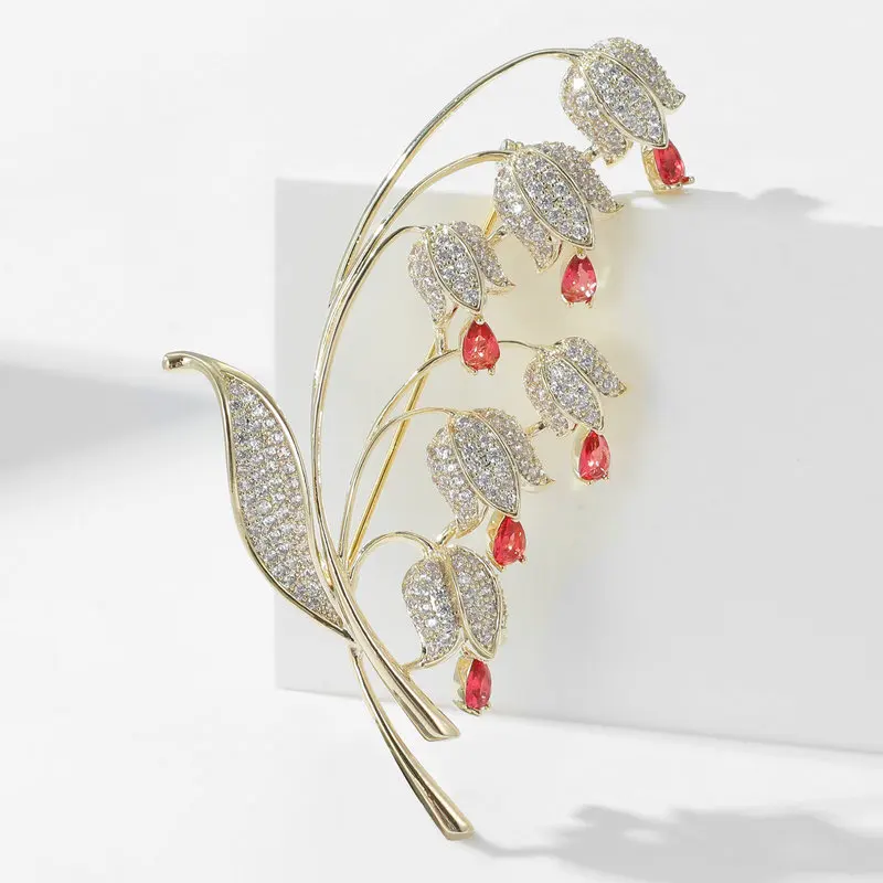 Broche en ruban rose pour femmes, zircone cubique, bijoux de mode pour