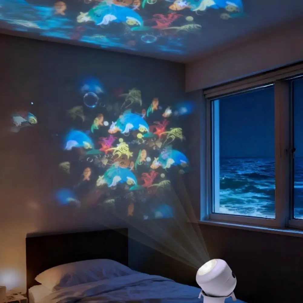 Rotating Projection Lamp Underwater Ocean Projector Light with Dynamic Rotation And Adjustable Brightness Multi-Angle Base Mood
