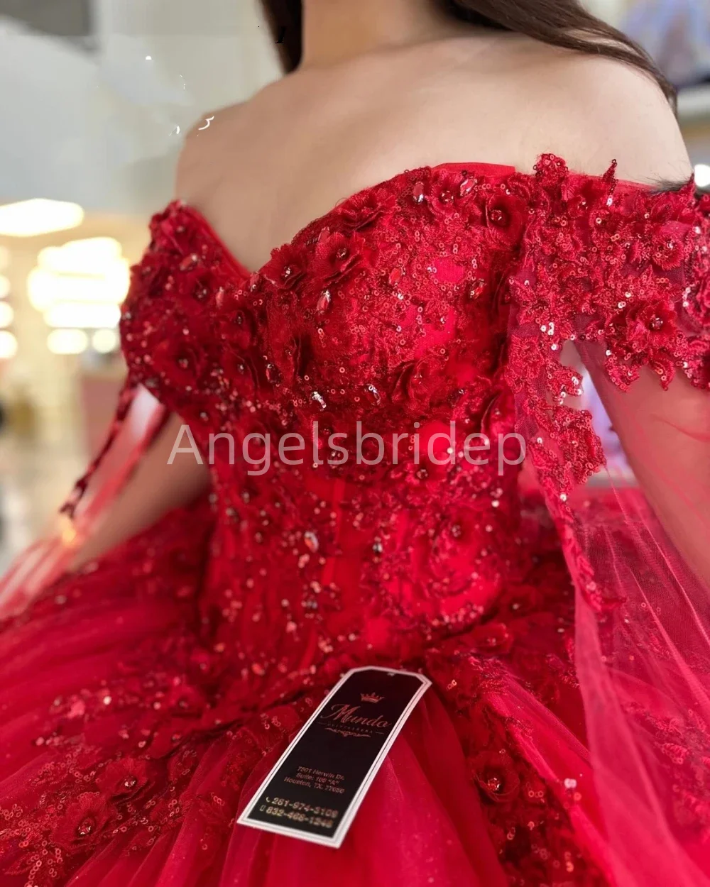 Angelsbride sparkly Red quinnceanera ชุดไปงานเต้นรำ sparkly ชุดงานวันเกิด sparkly vestido de 15 quinceañera