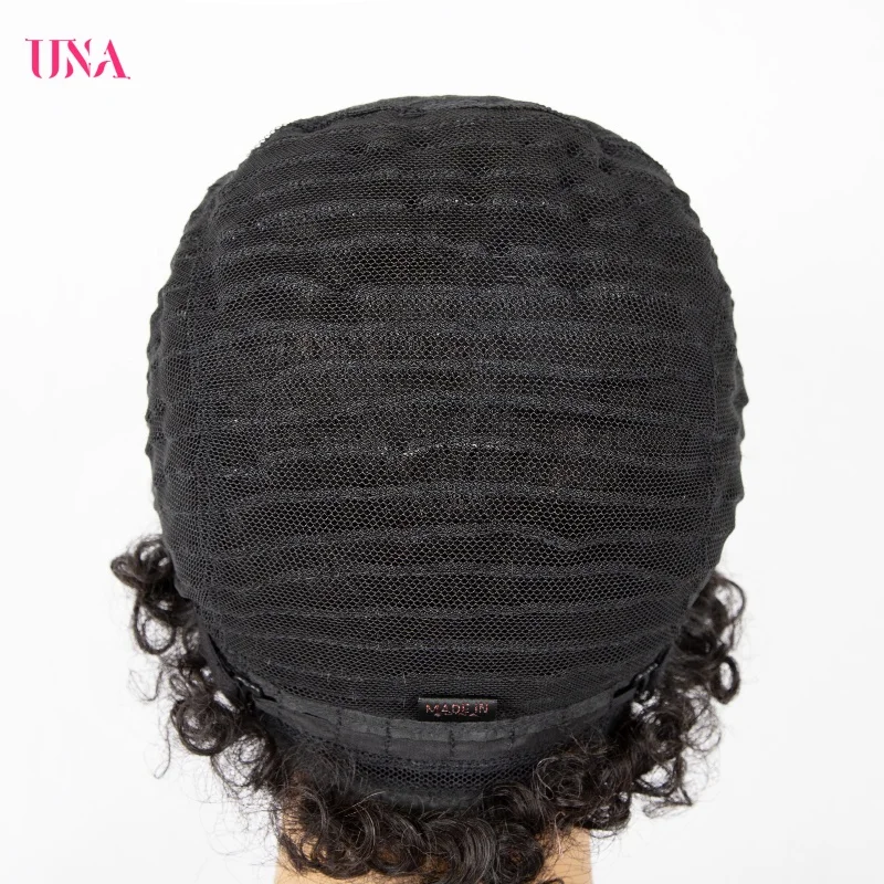 UNA Short Human Hair Wigs Non-Remy Human Hair Wigs 120% Density  Curl Human Hair Afro Wigs For Full Machine Made Wigs