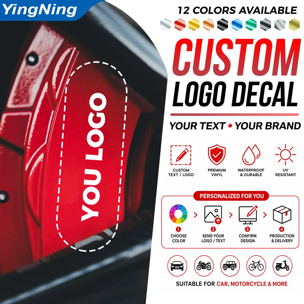 Custom Brake Caliper Logo Decal Personalized Text Brand Premium Vinyl Sticker Waterproof For Car Motorcycle Wheel Accessories