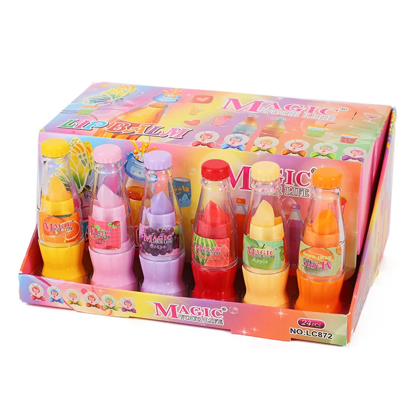 24pcs Drink BottleThemed Lip Balm Long Lasting Moisturizing and Anti Cracking Color Changing Lip Balm Girls Party Gifts