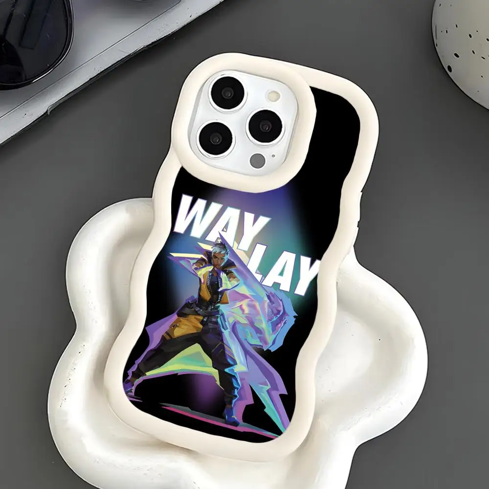 

Valo Waylay Phone Case for iPhone 17 16 15 14 13 12 11 Air Pro Max Plus White Soft TPU Wavy Edge Cover