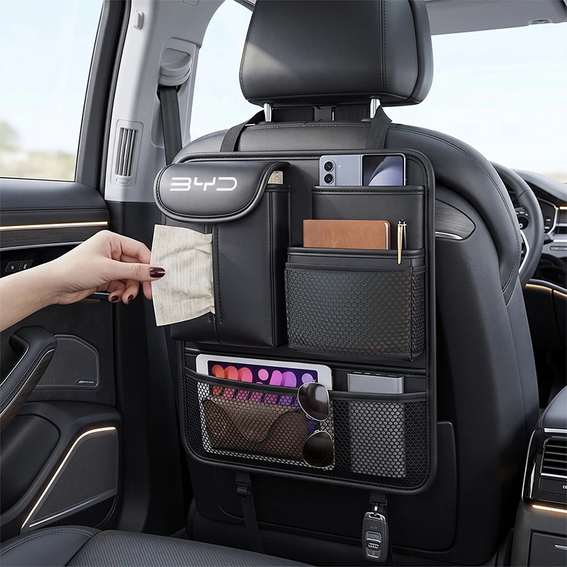 

Car Seat Back Storage Bag For BYD Seal U Atto3 Atto2 Dophn Seagull S6 S7 Tang X Dream Rear Hanging Bag Seat Tissue Box Storage