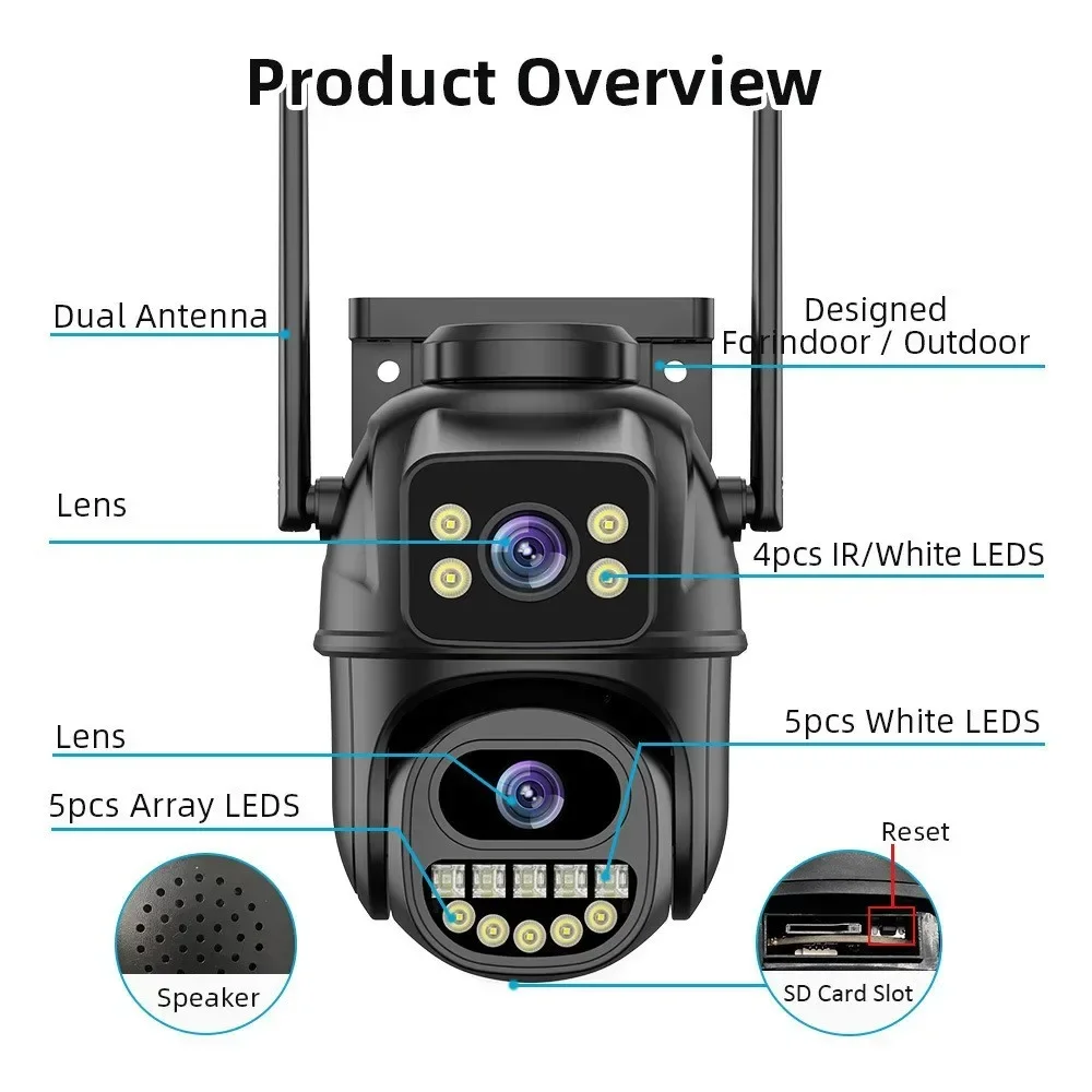 

10MP WiFi Security Camera - 8MP 4K Digital Zoom Dual AI Human Detection 2-Way Audio Home Surveillance