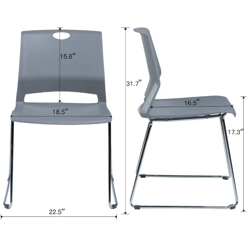 4 Pack Stack Chairs, Lightweight Premium Plastic Chairs, Sled Base Stacking Chair for Office, Home, Library, Business Centers