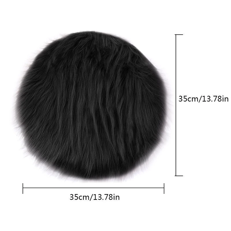 Faux Fur Chair Cover Seat Cushion Pad Fluffy Plush Round Cushion Sofa Chair Seat Pad Living Room Bedroom Carpet Home Decor