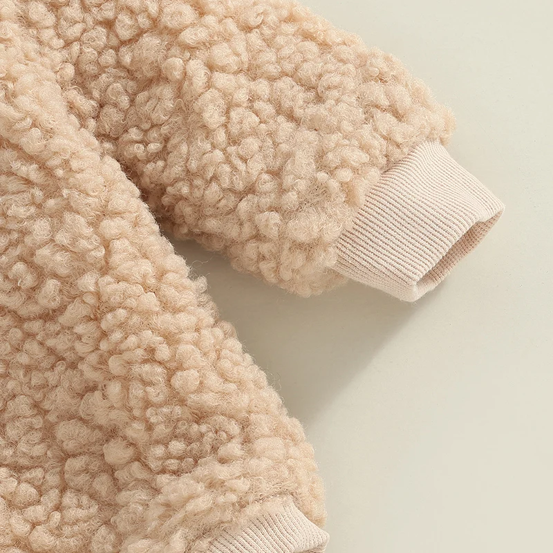 رومبير حراري بأكمام طويلة للأطفال حديثي الولادة، أصفاد مرقعة بسحاب أمامي، لون عادي سميك، بدلة مثلثة غير رسمية #5