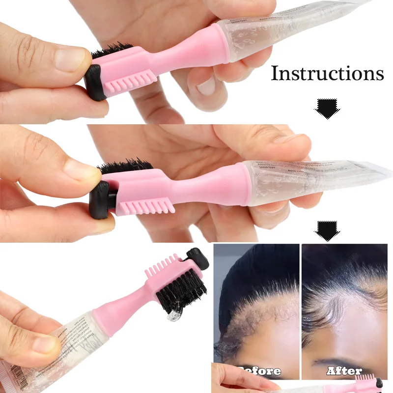 5Pcs Baby Haar Kanten Pro Pinsel Gel 10Ml Mit Gel Refill 20Ml Wasserdichte 3 In 1 Baby haar Rand Control Gel Pinsel Kamm Für Frauen