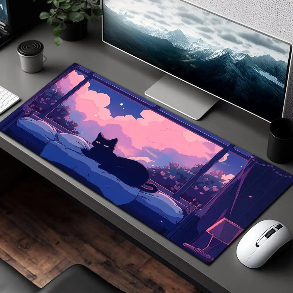 

Healing Anime-Style Cat Illustration Design Mouse Pad Desk Mat Gaming mats desk accessories Computer mouse pads Mouse carpet
