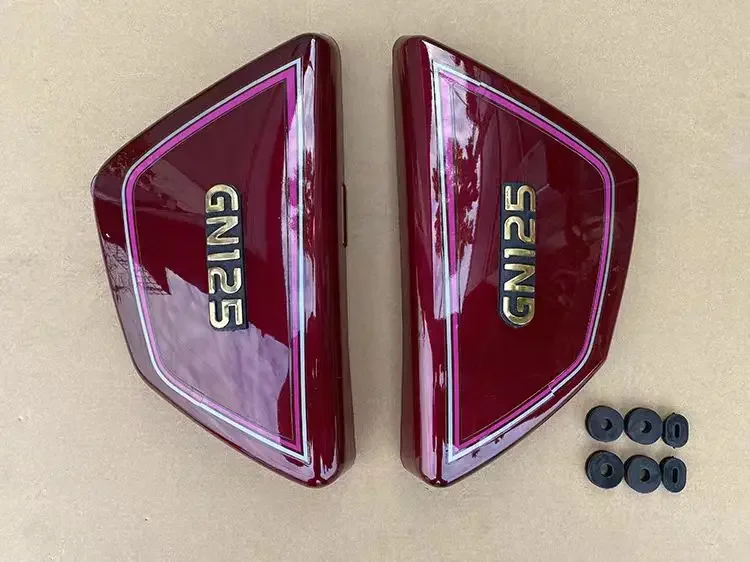 

Топливный бак для мотоцикла Haojue Suzuki Lifan GN125 GN125H, металлический, с боковыми панелями - красный, синий, черный - в комплекте с крепежными резинками