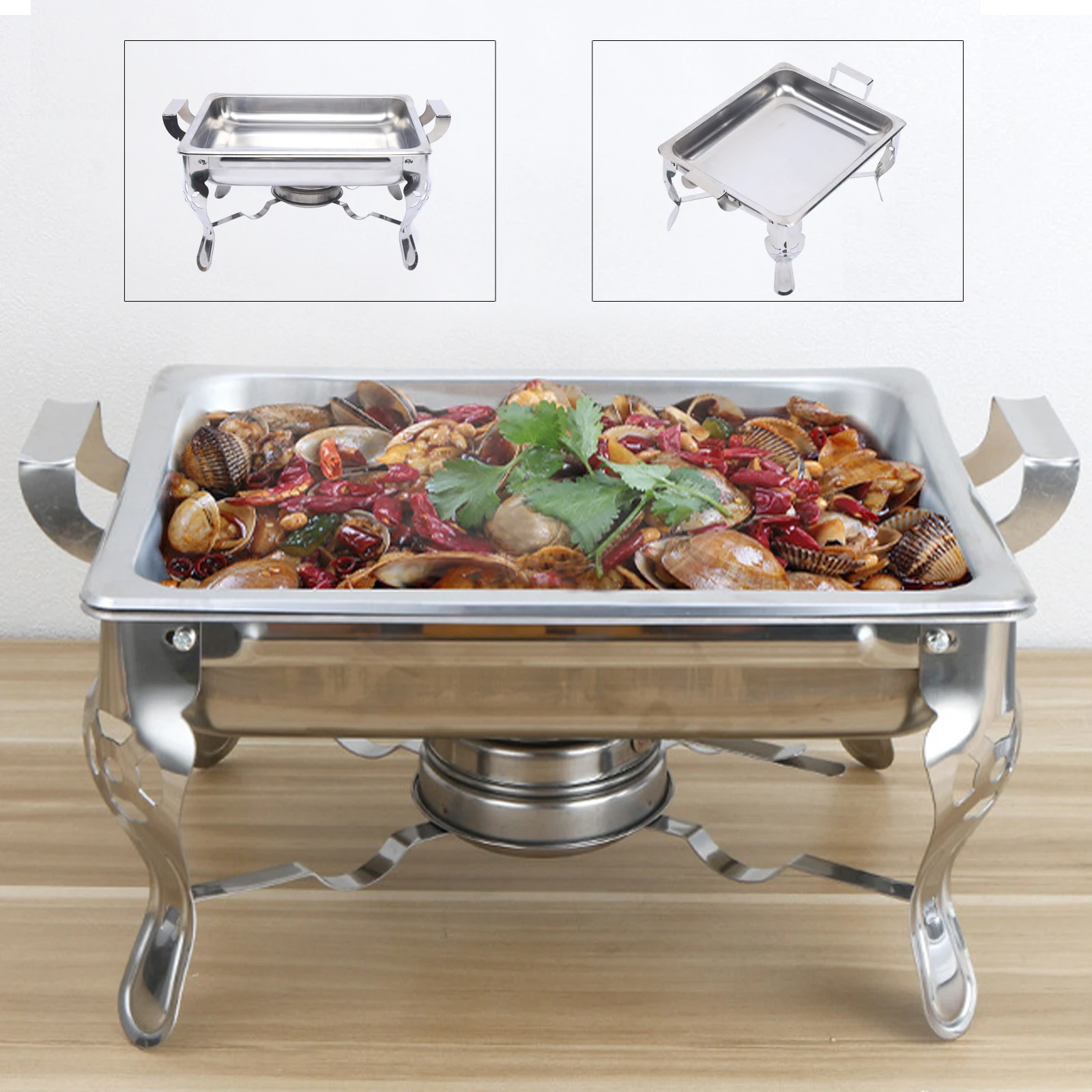 Calentador de alimentos de acero inoxidable de 6L, recipientes para calentar platos de frotamiento para fiesta de Buffet de Catering de Hotel