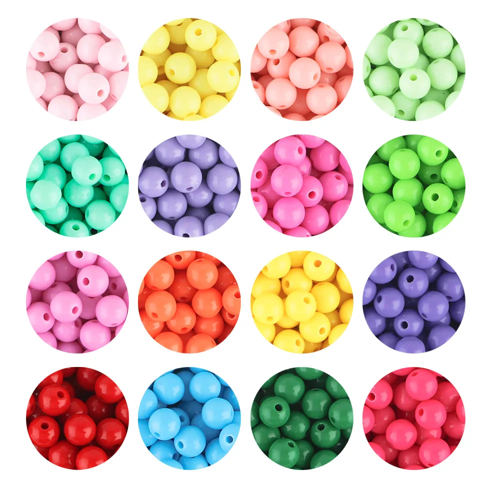 6-16mm 20-200pcs/Lot Multicolour Acrylic Round Beads Handcraft Spacer Bead For Jewelry Making DIY Bracelet Necklace Accessories