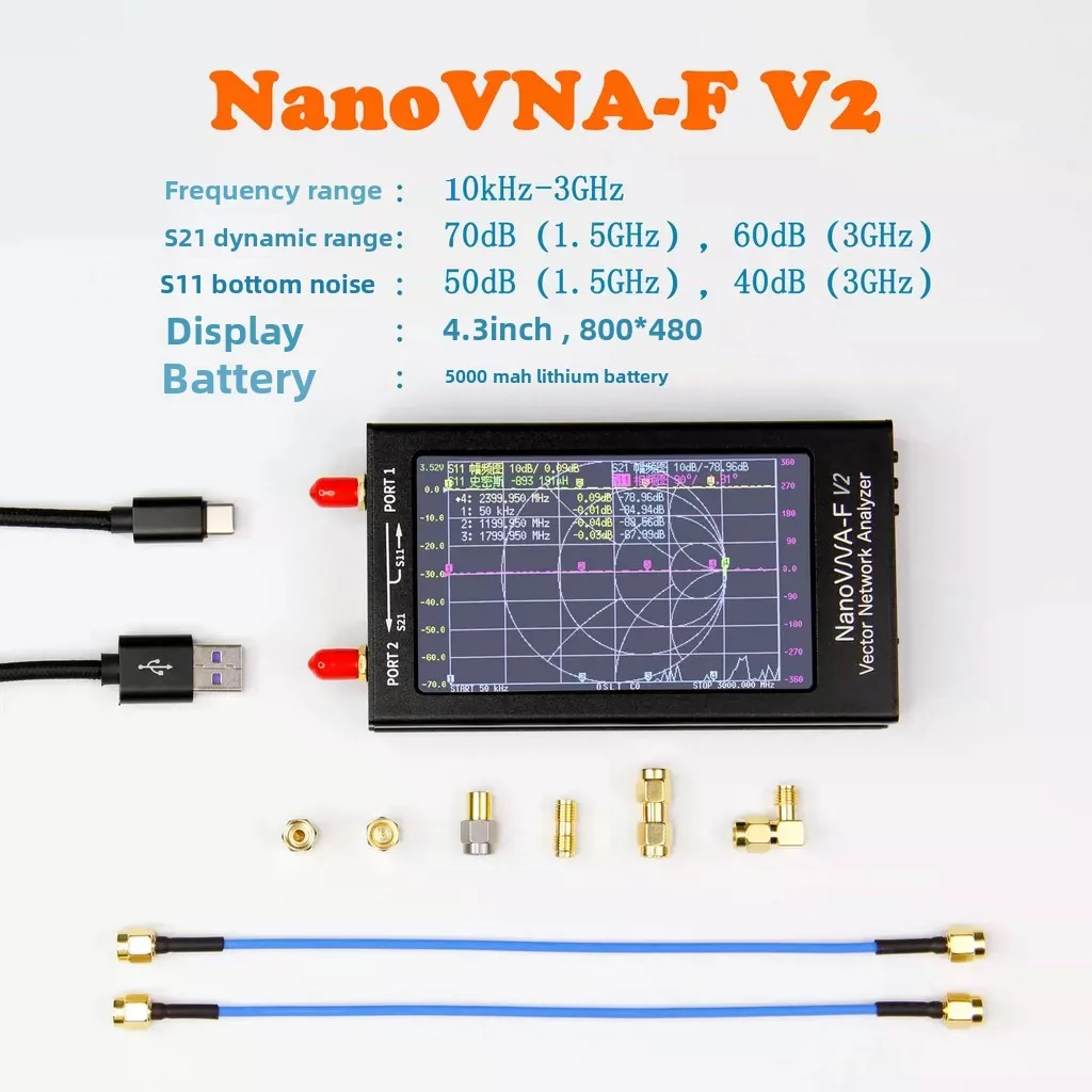 NanoVNA-V2 F 10k-3G Vector Network Analyzer – 4.3
