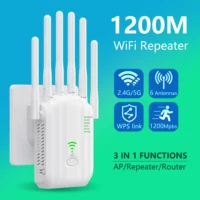 Repetidor WiFi AC1200 de 5Ghz, amplificador extensor WiFi inalámbrico de 1200Mbps, amplificador de señal WPS de doble banda de 2,4G/5GHz, red de largo alcance
