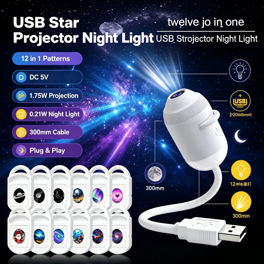 Galaxy Projector Night Light 360 Degree Rotating Design Space Galaxy Lamp Projector for Kids Adults Bedroom Dreamy Ceiling Decor