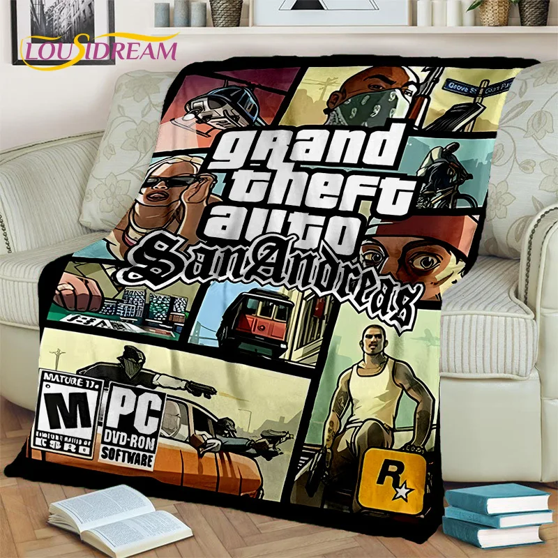 Games GTA  Grand Theft Auto Gamer 3D Blanket,Soft Throw Blanket for Home Bedroom Bed Sofa Picnic Travel Office Cover Blanket Kid