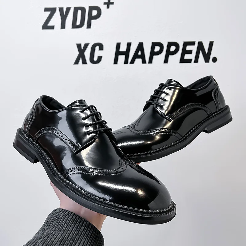 

Classic Men Derby Leather Shoes Men Large-head Trendy British-style Casual Business Brand Formal Shoes Wedding Banquet Shoes Men