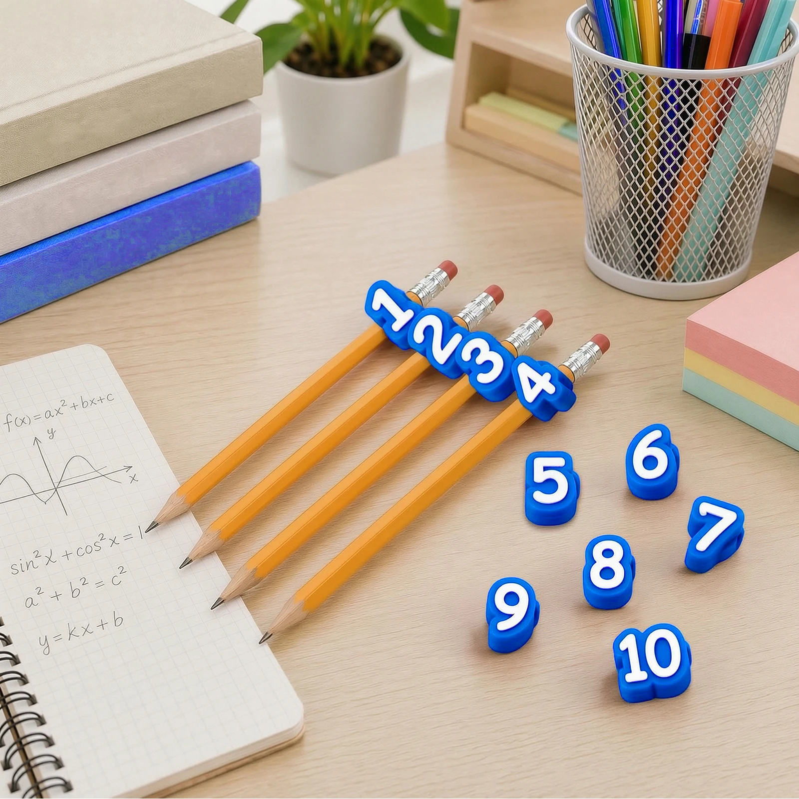 20PCS Silicone Numbered 1-20 Pencil Toppers Number Pencil Toppers Pencils Tracking Markers for Student Number System