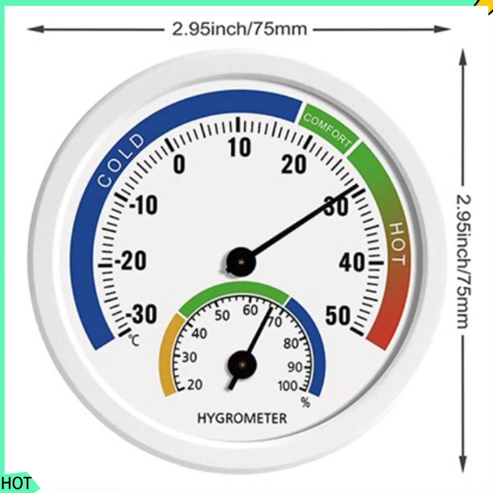 AWAH 湿度計温度計屋内屋外水分温度計 3 インチ湿度計メーターモニターテーブルスタンド付き