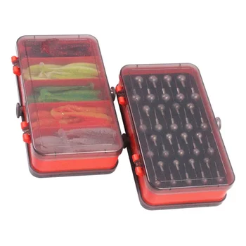 Portable Double Sided Split Bait Box Crank Jig Head Hook Set Fishing Jig Head Lure Soft Ba