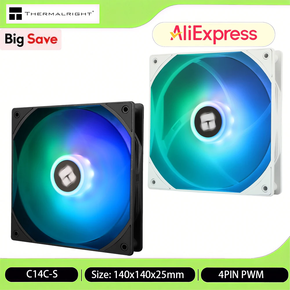

Thermalright TL-C14C-S Computer Case Air Cooling Fan ARGB 140mm Pc Fans High Performance/LCP Noise Reduction 4PIN PWM