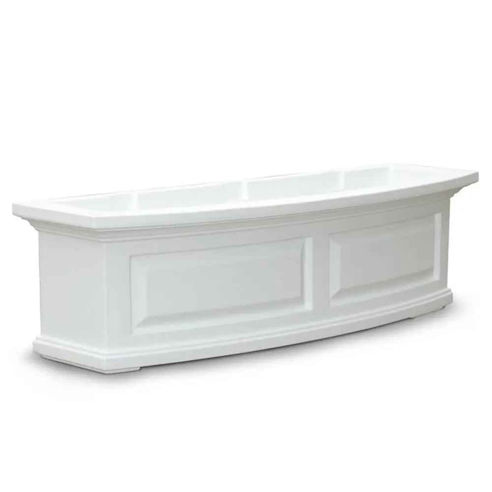 3ft Plastic Window Box, Weatherproof Polyethylene Resin, White Finish, Built-in Water Reservoir, UV Resistant, Double Wall Desig