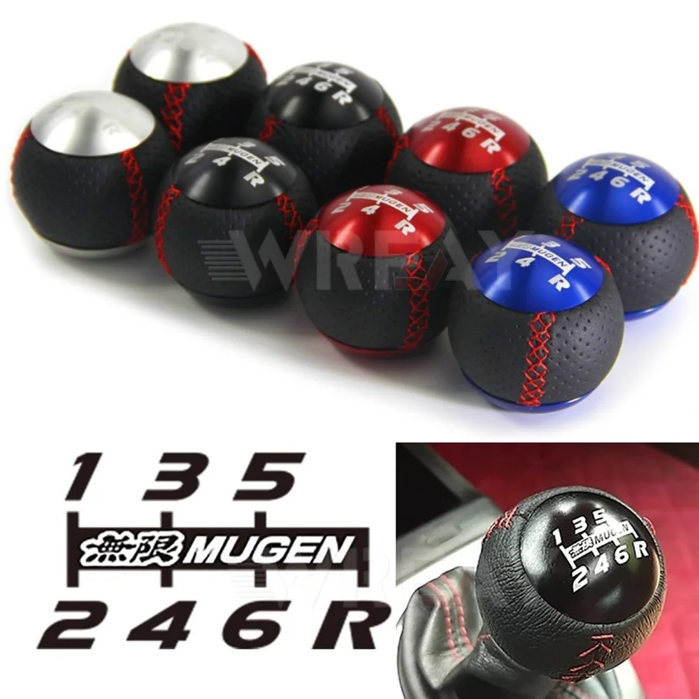 Mugen JDM Racing Leather Car Gear Shift Knob for Honda CRZ Type R Civic FA5 FG2 SI For Universal