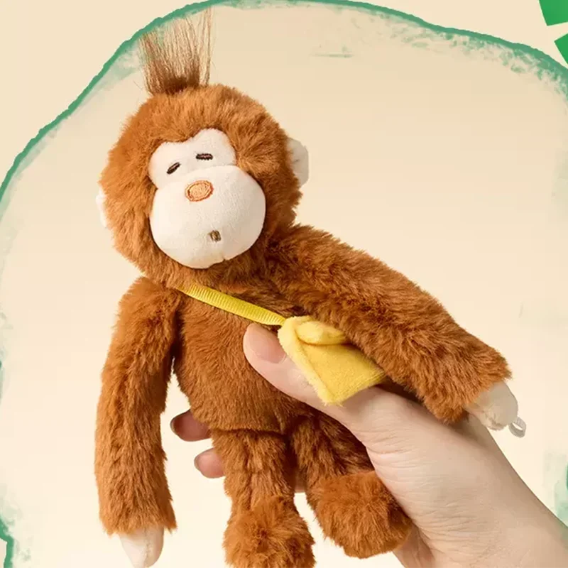 Série Miniso-Malou Brinquedos de pelúcia para meninas, pingente de macaco de mão longa, mini sacola de banana, personalidade divertida, presentes de aniversário surpresa