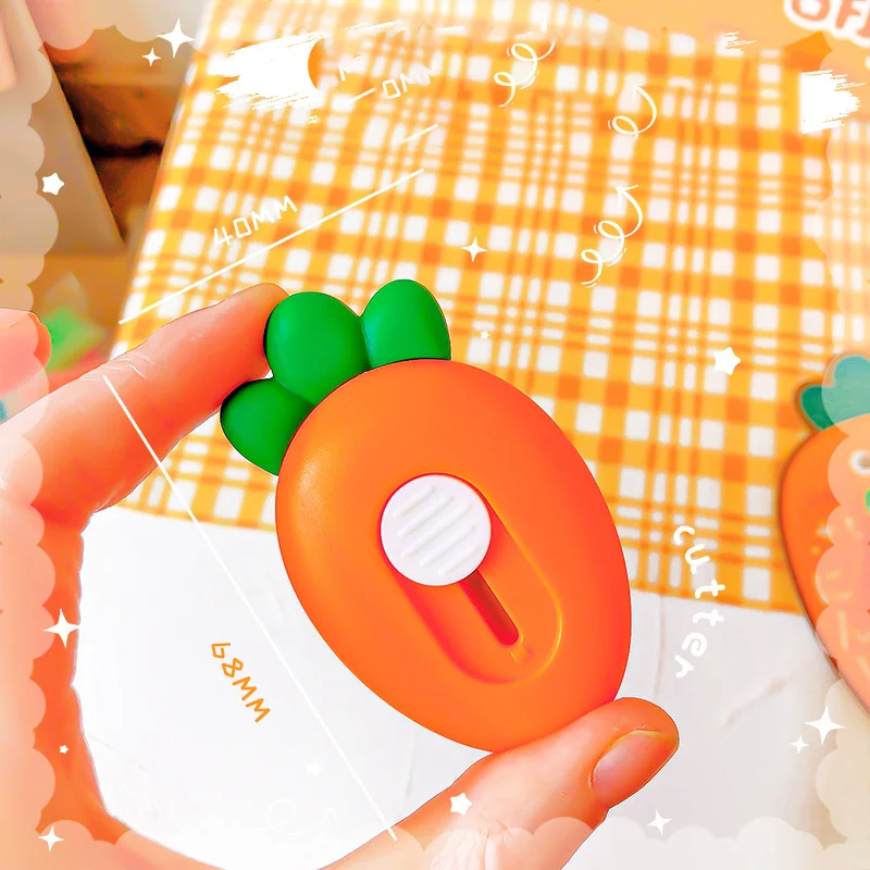 الجدة 1 قطعة لطيف الجزرة سكّين متعدّد الاستخدامات صغير Kawaii المحمولة الحرفية التفاف صندوق ظرف ورقي القاطع سكين رسالة فتاحة أدوات #2