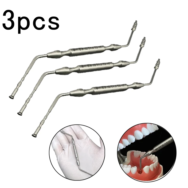 Stainless Steel Dental Implant Depth Gauge Dental Measuring Ruler 3Pcs  Double Headed Gingival Measuring Ruler Deep Probe