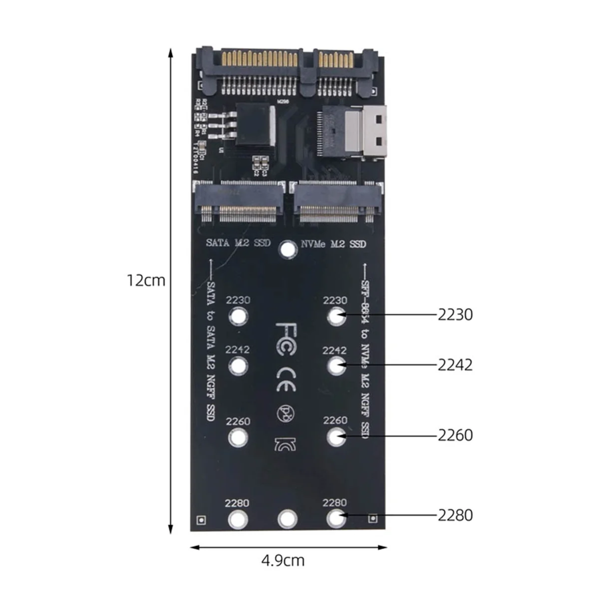 M2 adaptor SSD M.2 SATA Ngff SSD ke SATA + M2 NVME SSD ke SFF-8654 konverter SATA ke M2 kartu ekspansi